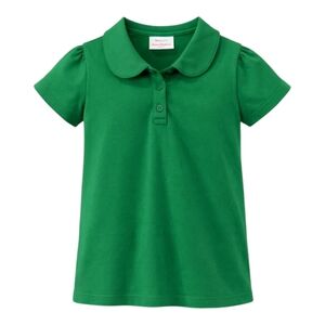 Hanna Andersson grass emerald green short sleeve polo shirt girls size 140 10